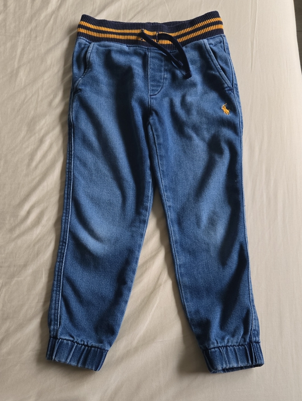 Polo by Ralph Lauren Kids Blue Jogger Pants with Yellow Logo
